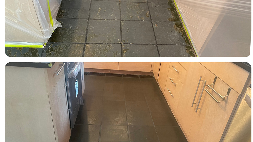 Kitchen floor before and after