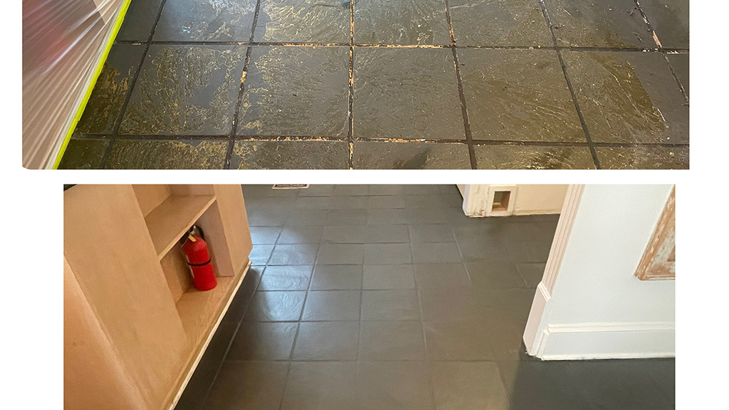 Kitchen floor before and after