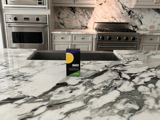 Fully restored Calacatta Viola marble island