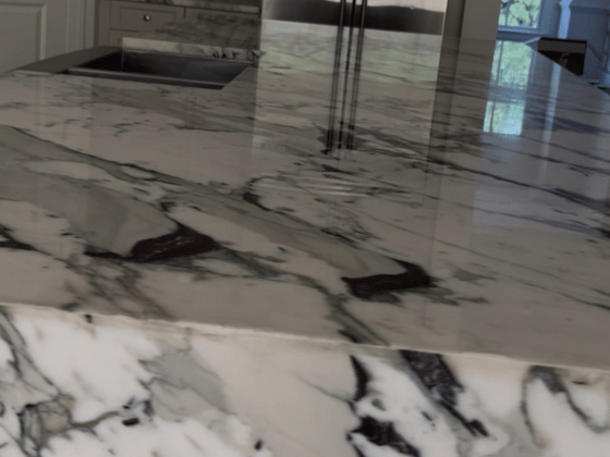 Etched Calacatta Viola marble island